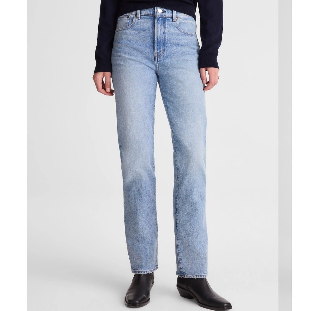 Madewell Longline Straight Jean in Raebrook Wash Blue Cotton Blend 27P Petite